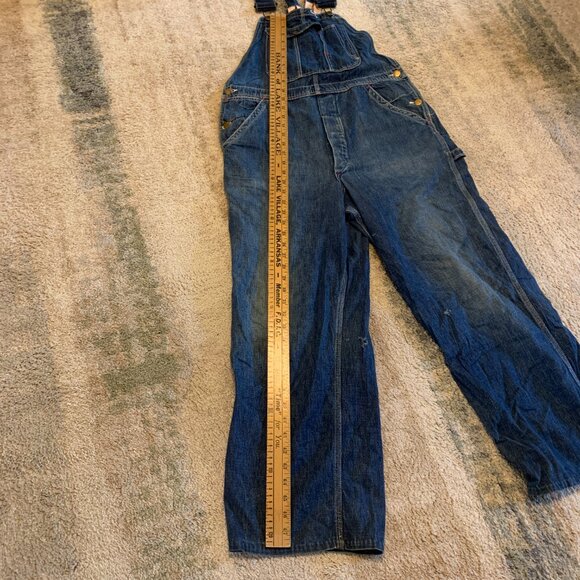 VINTAGE BLUE BELL SANFORIZED DENIM CARPENTER BIB OVERALLS ~34 X ~28 - Picture 6 of 11